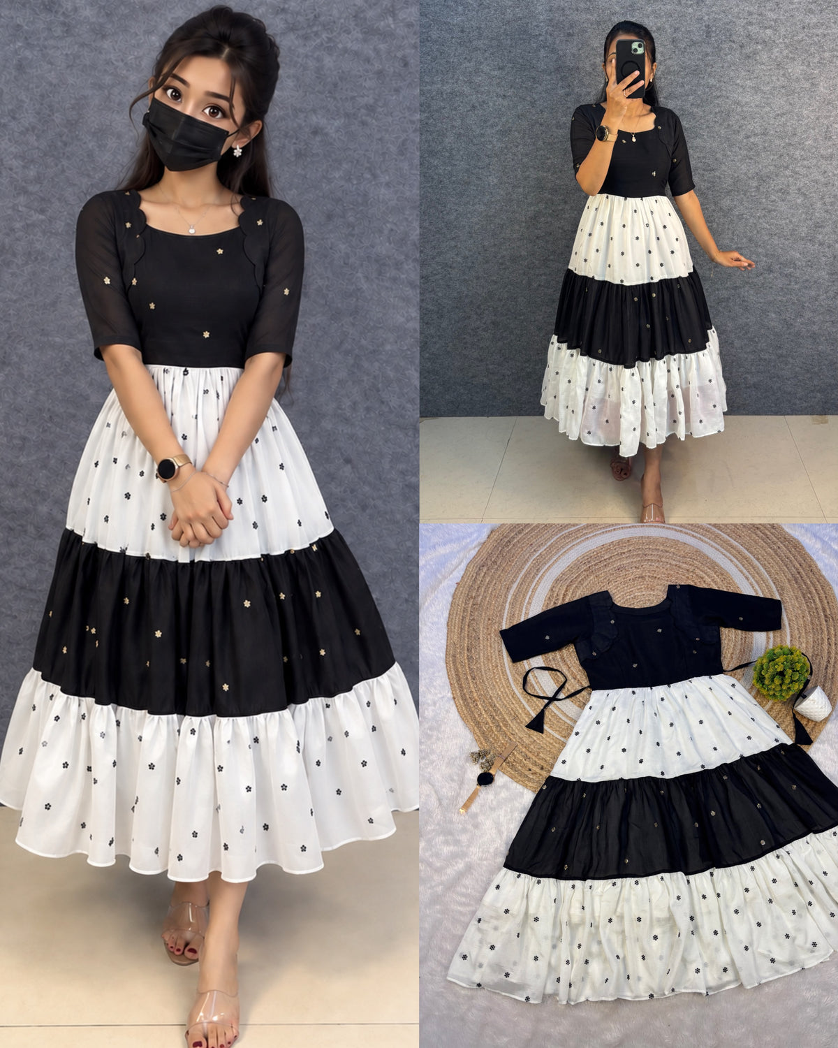 Vichitra silk gown