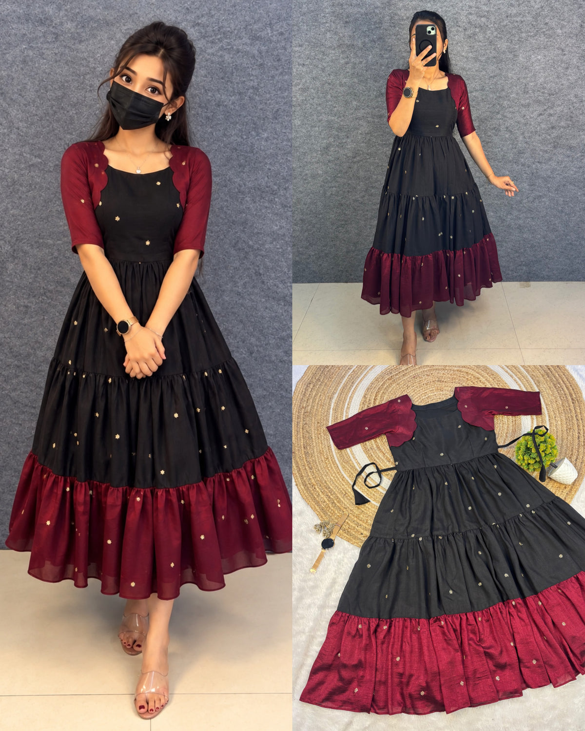 Vichitra silk gown