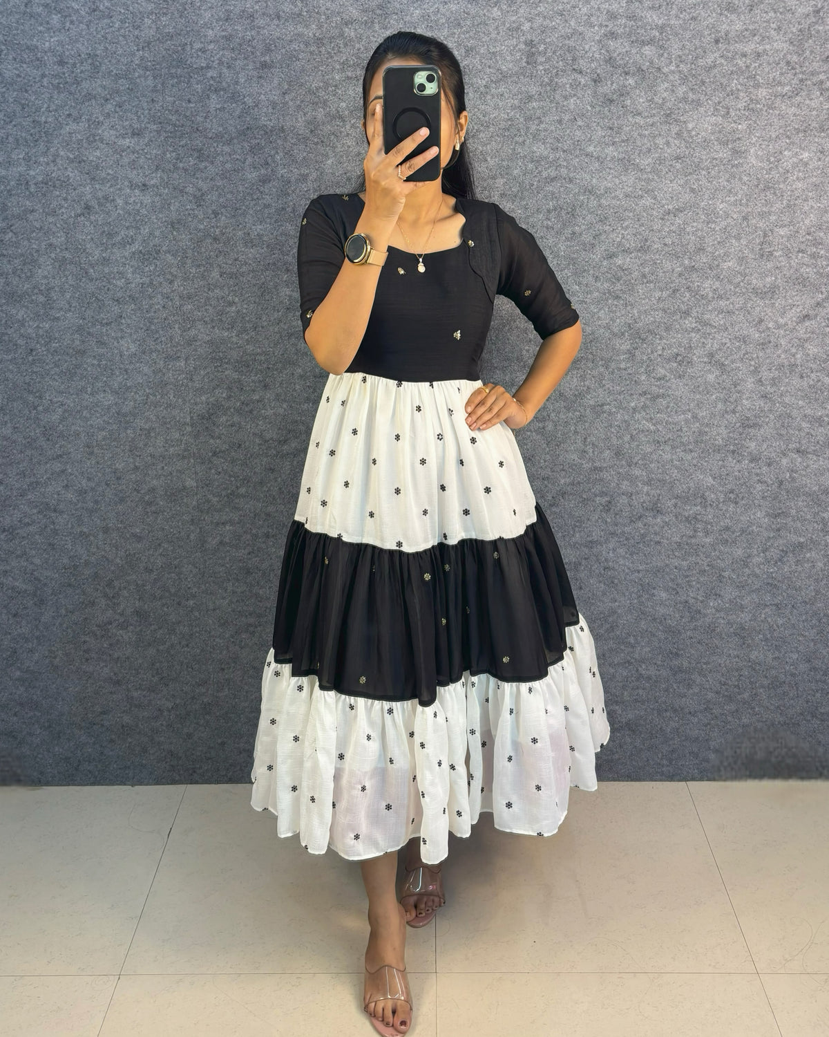 Vichitra silk gown