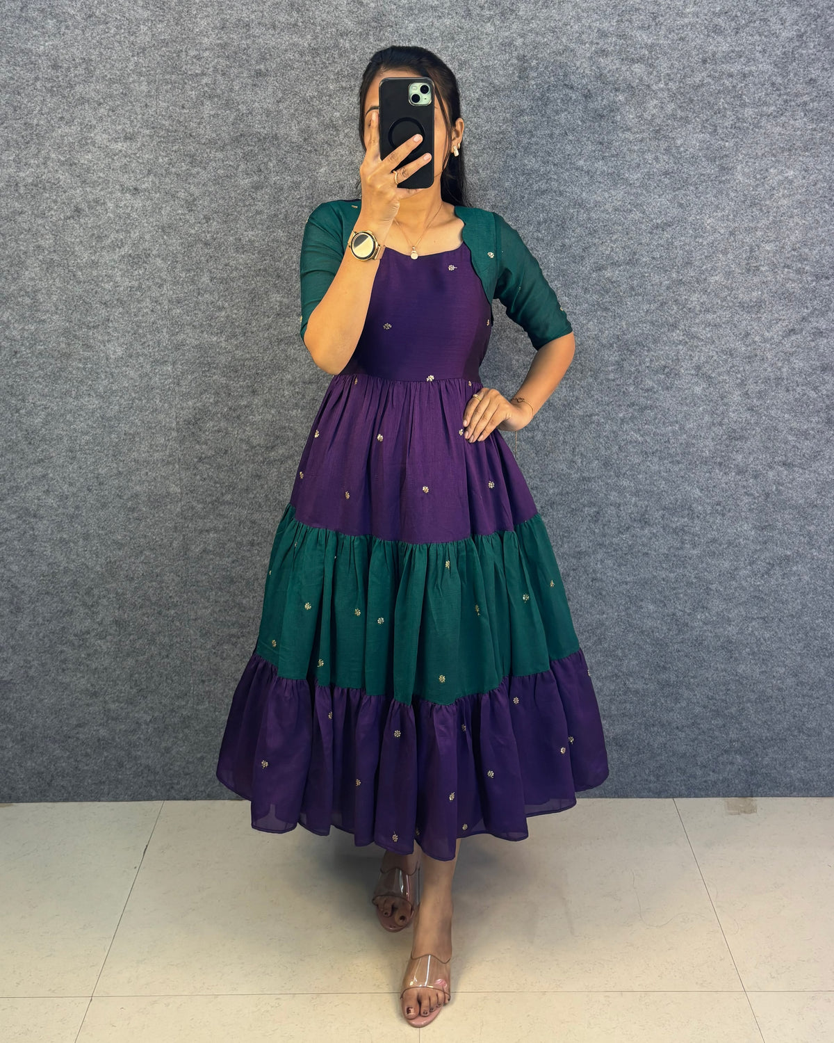 Vichitra silk gown