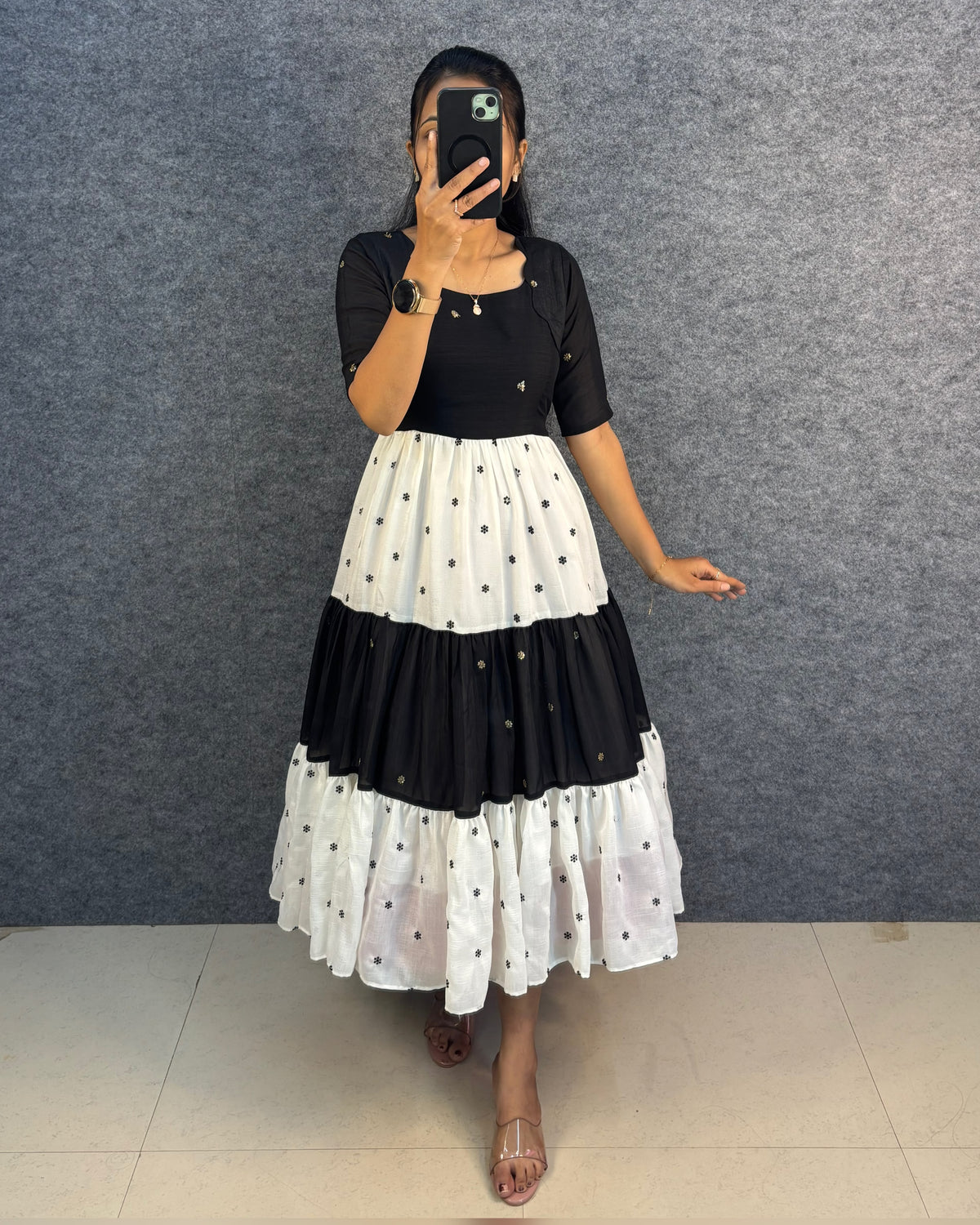 Vichitra silk gown