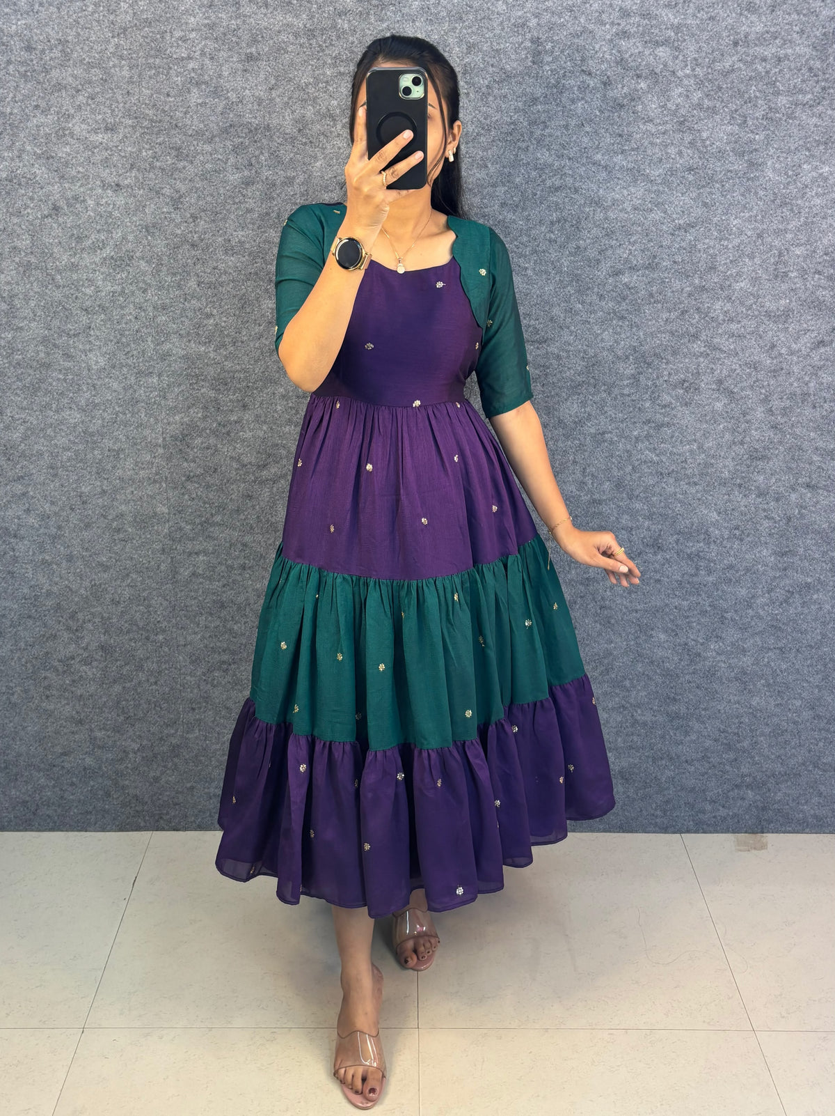 Vichitra silk gown