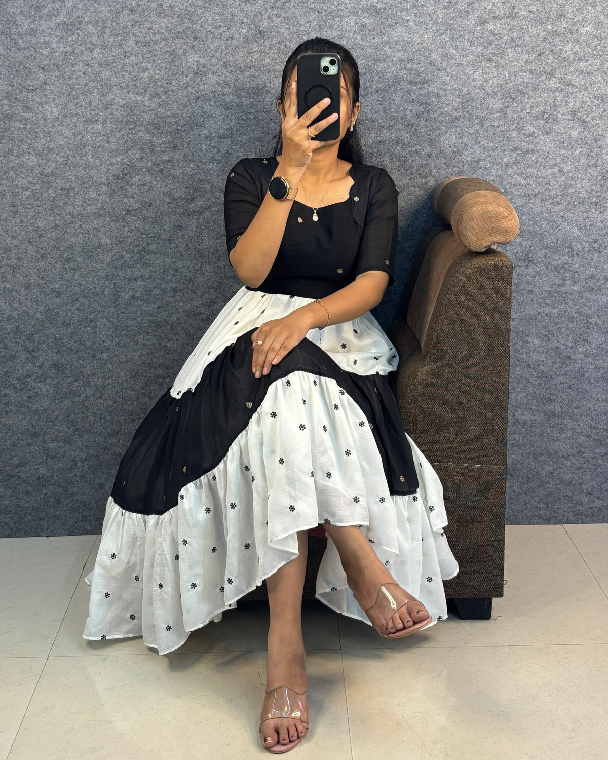 Vichitra silk gown