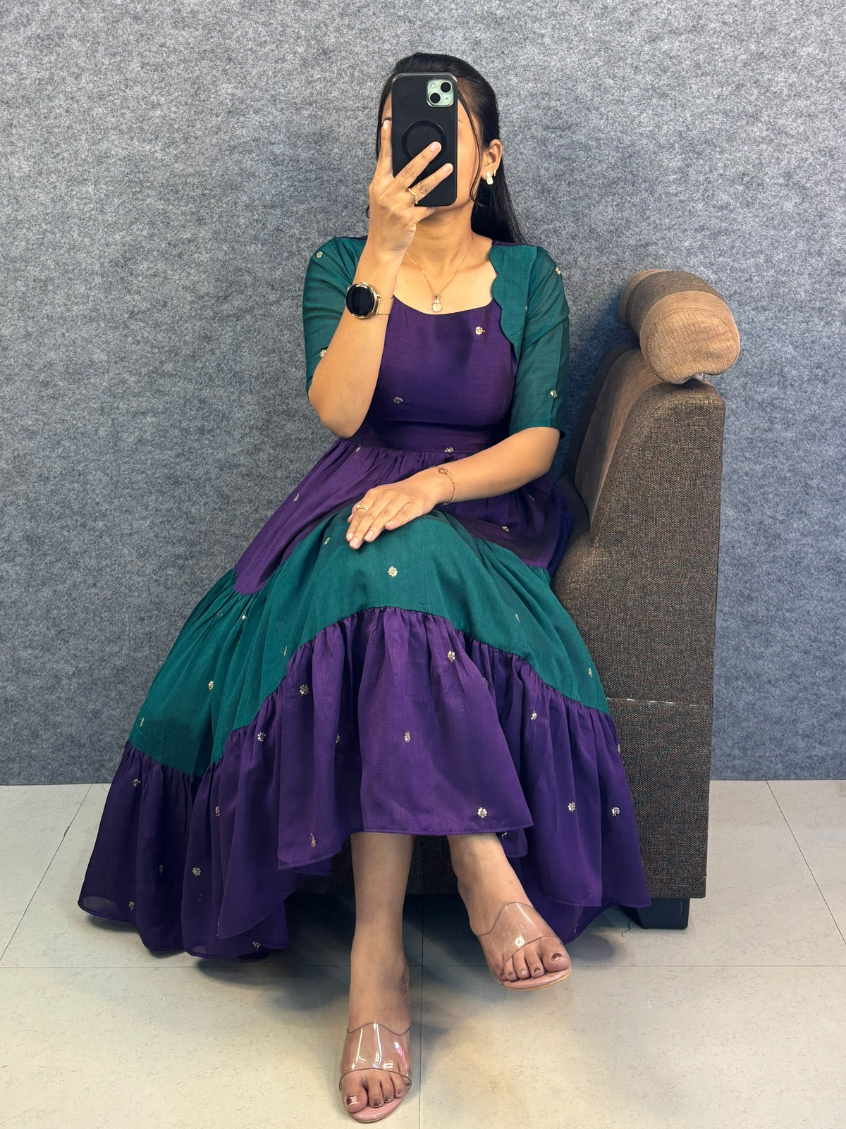 Vichitra silk gown