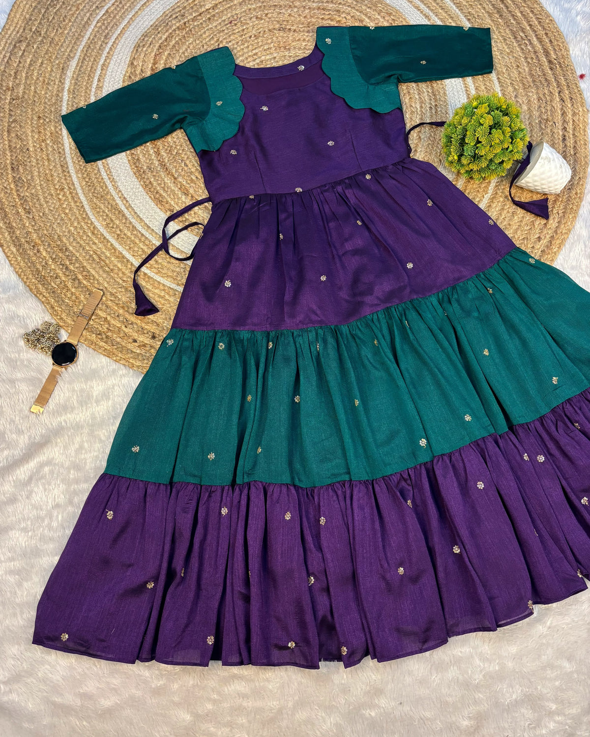 Vichitra silk gown