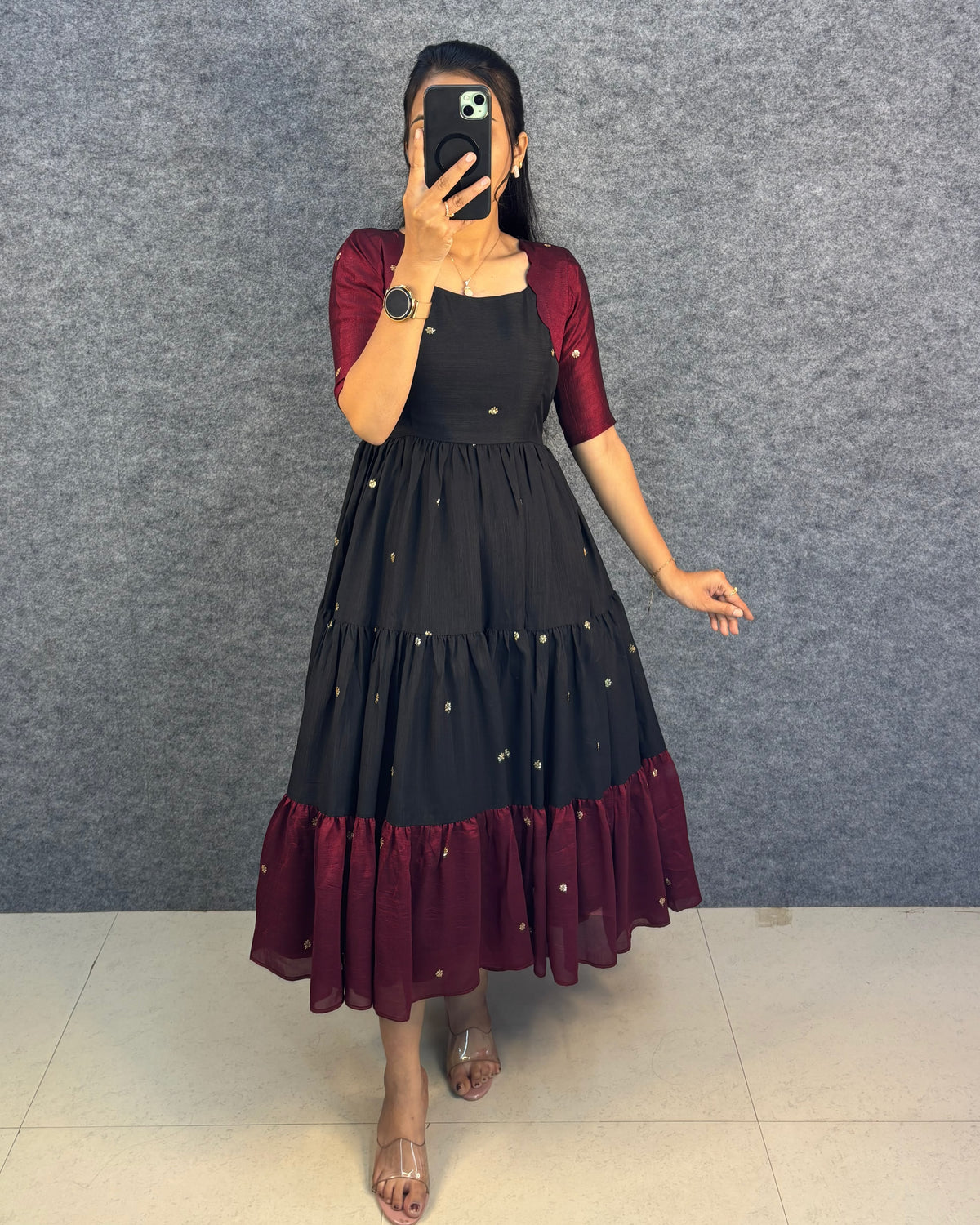 Vichitra silk gown