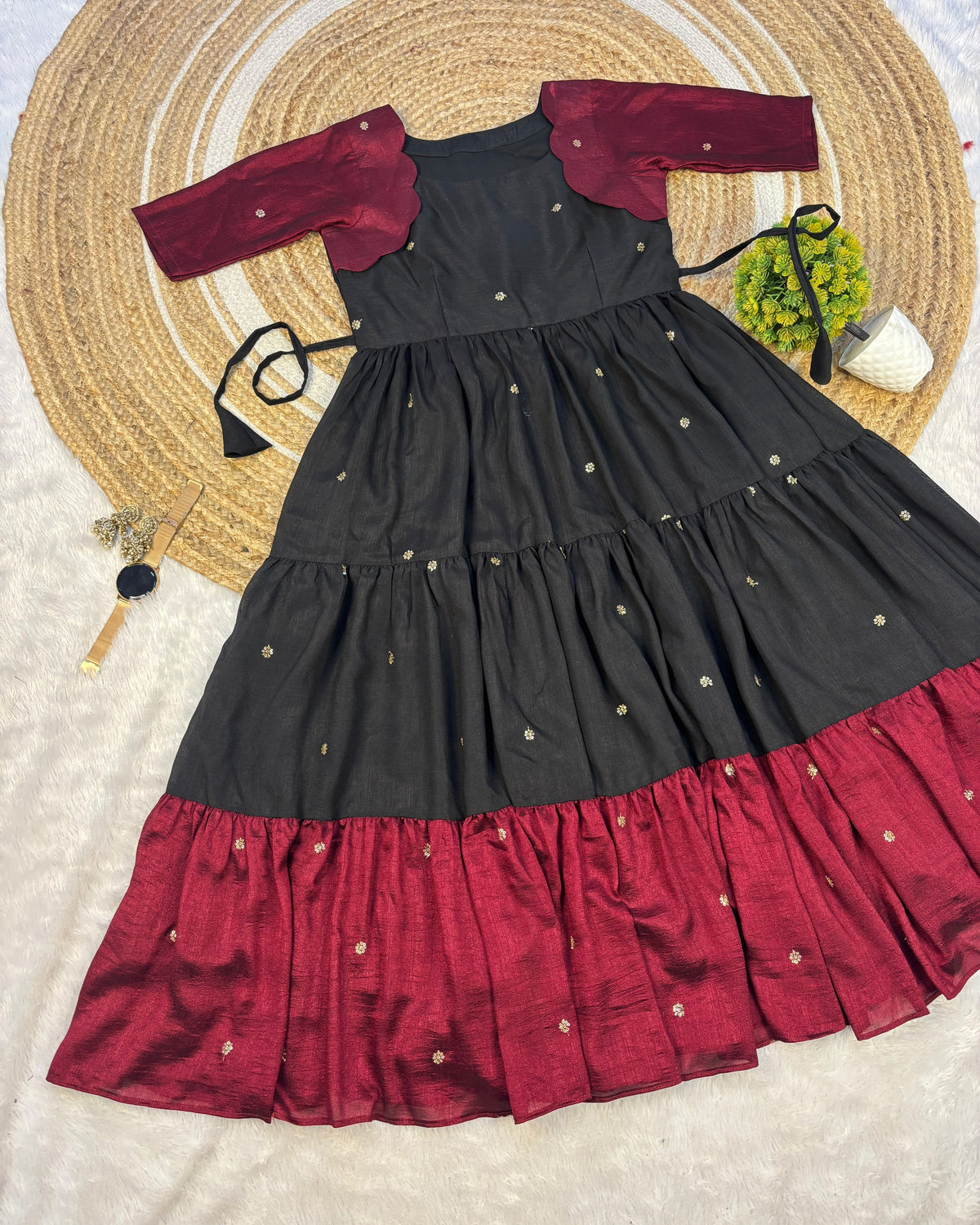 Vichitra silk gown