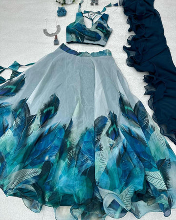 Organza silk lehenga