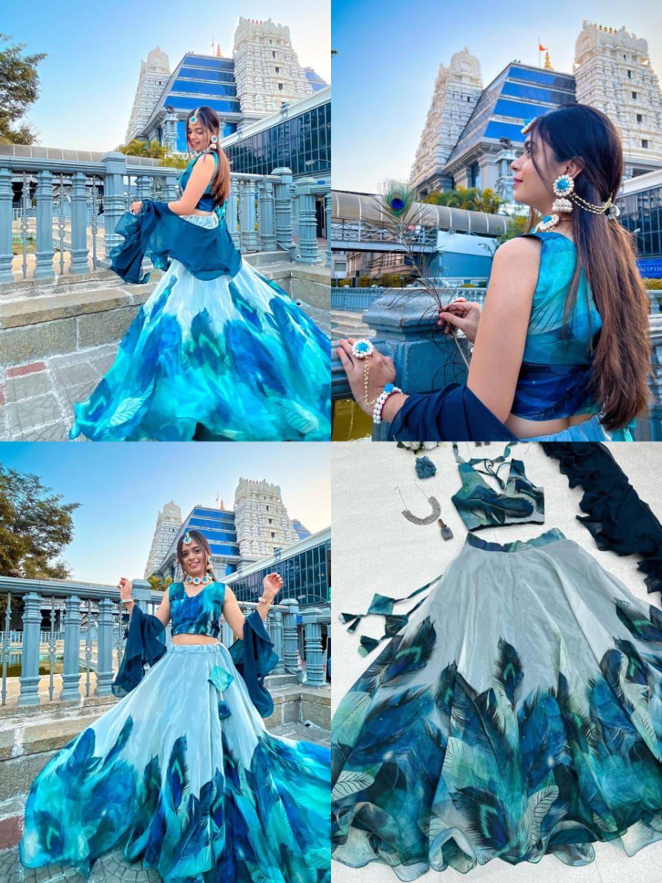 Organza silk lehenga