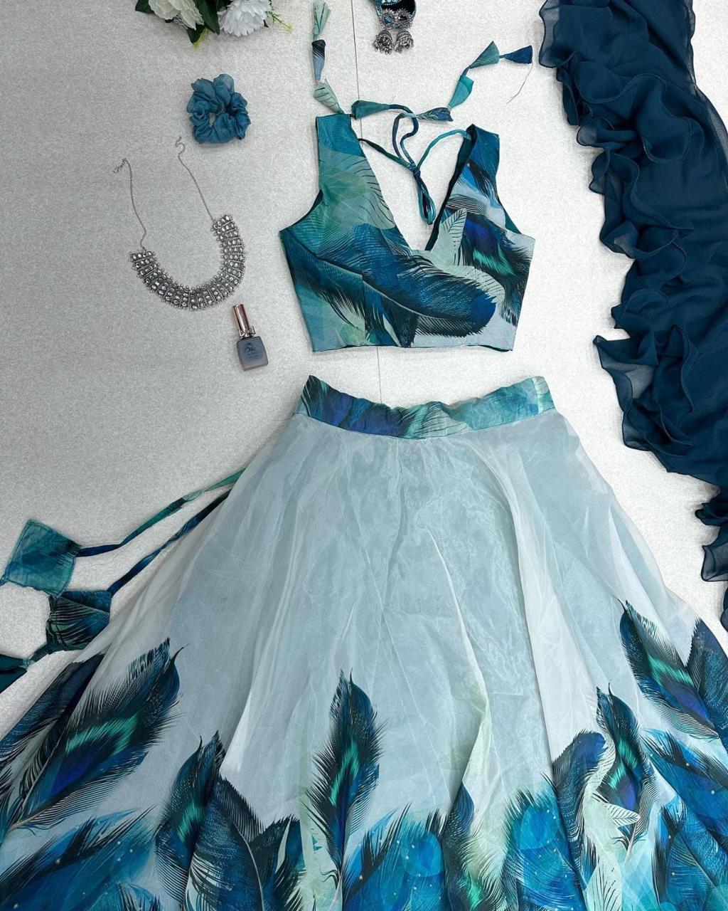 Organza silk lehenga