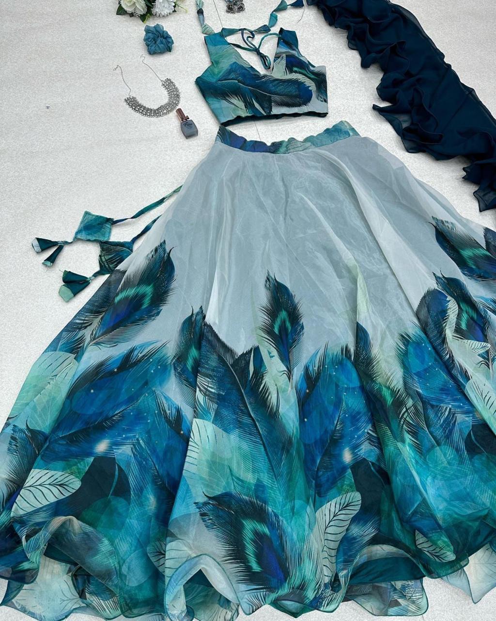 Organza silk lehenga