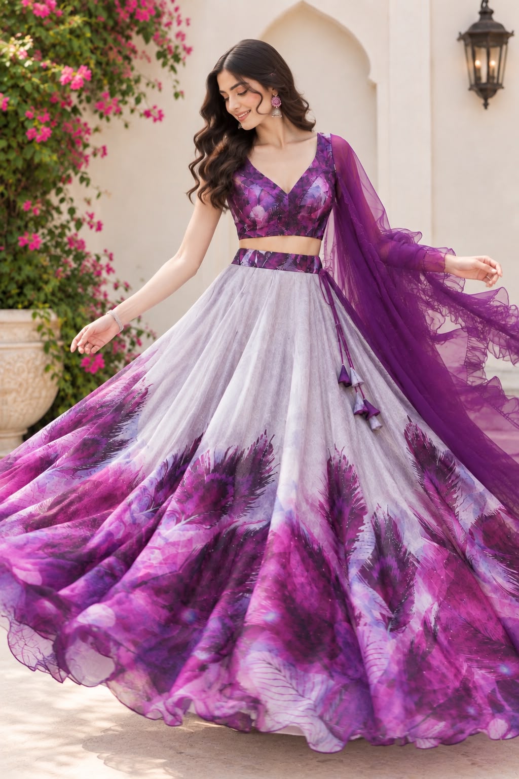 Organza silk lehenga
