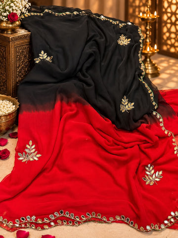 HALF PURE SHIFFON FABRIC HANDW0RK SAREE