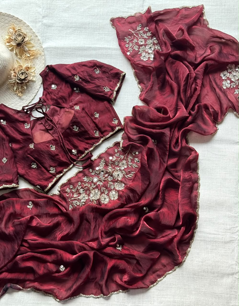 soft space silk designer with full aplic handwork saree