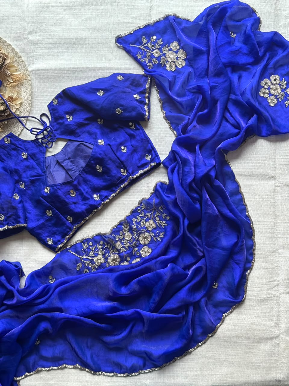 soft space silk designer with full aplic handwork saree