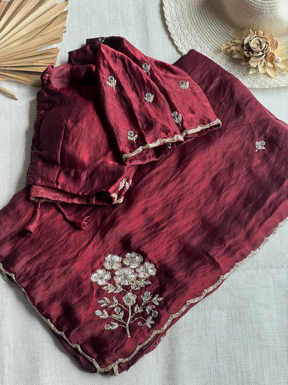 soft space silk designer with full aplic handwork saree