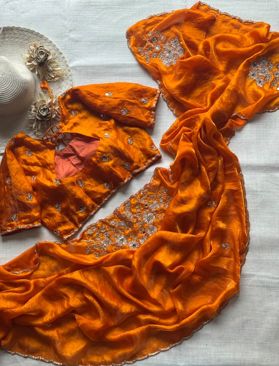 soft space silk designer with full aplic handwork saree