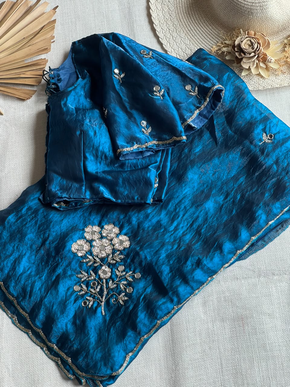 soft space silk designer with full aplic handwork saree