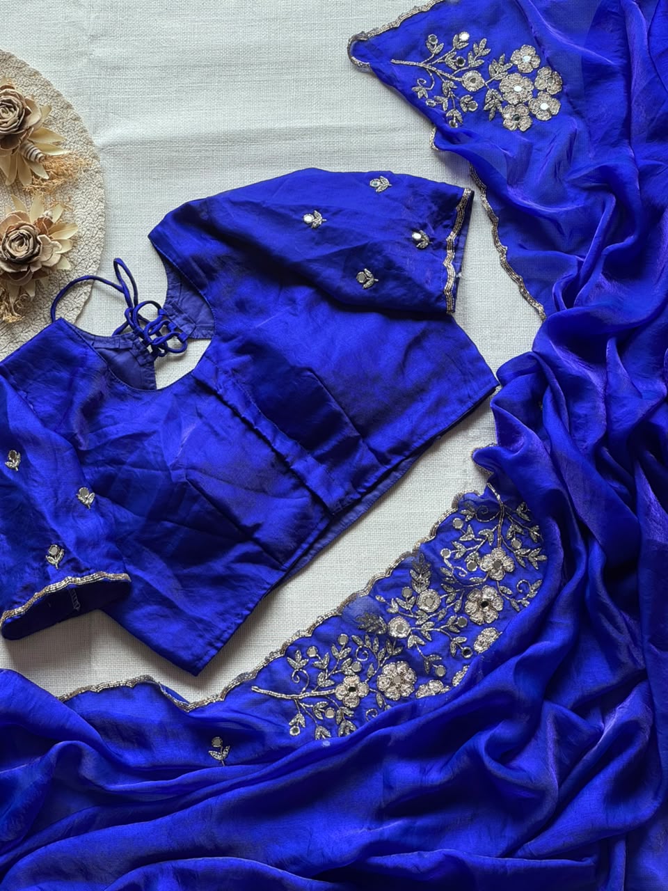 soft space silk designer with full aplic handwork saree