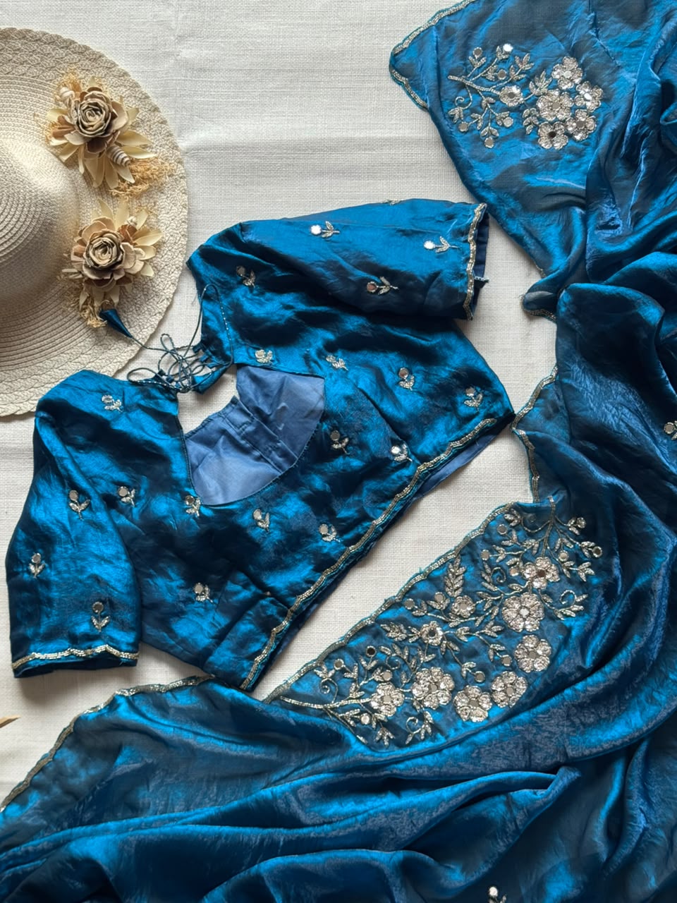 soft space silk designer with full aplic handwork saree