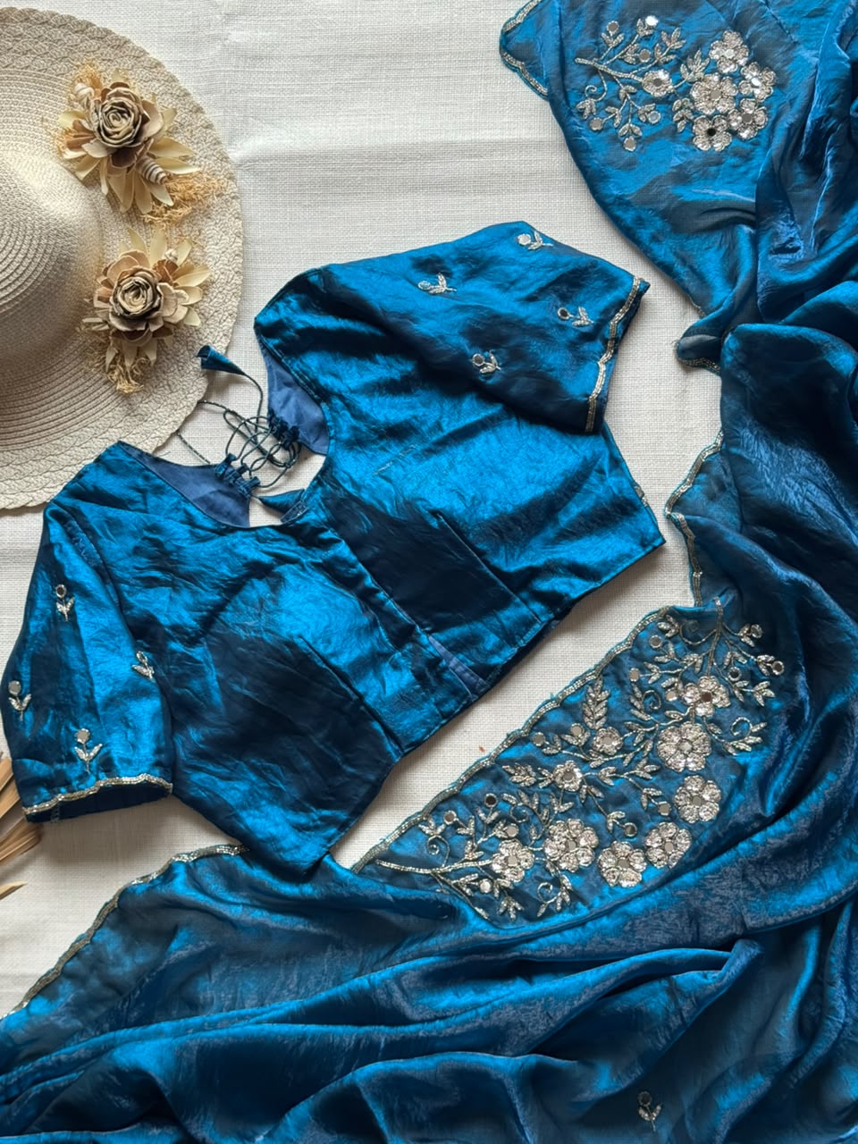 soft space silk designer with full aplic handwork saree