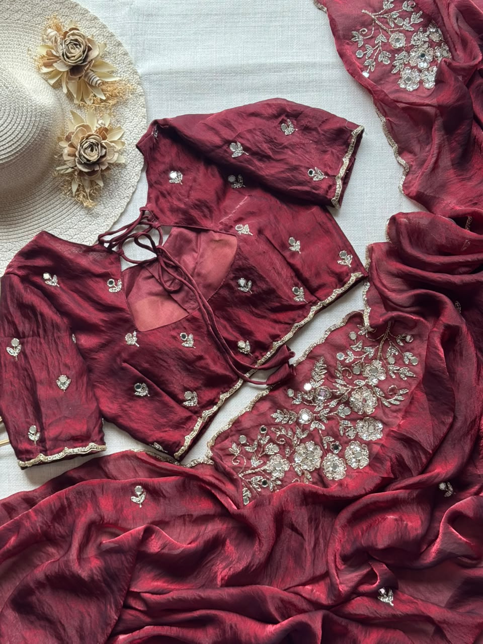 soft space silk designer with full aplic handwork saree