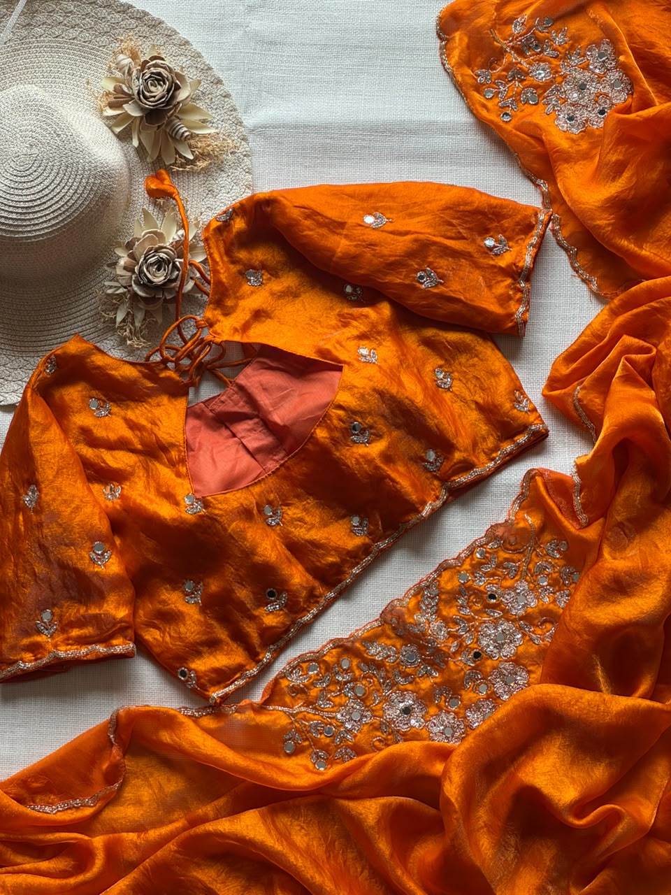 soft space silk designer with full aplic handwork saree