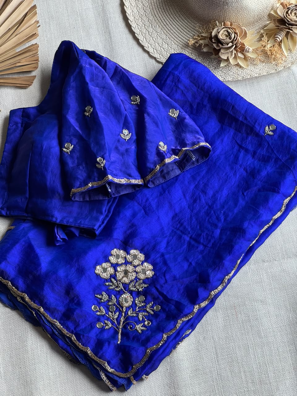 soft space silk designer with full aplic handwork saree