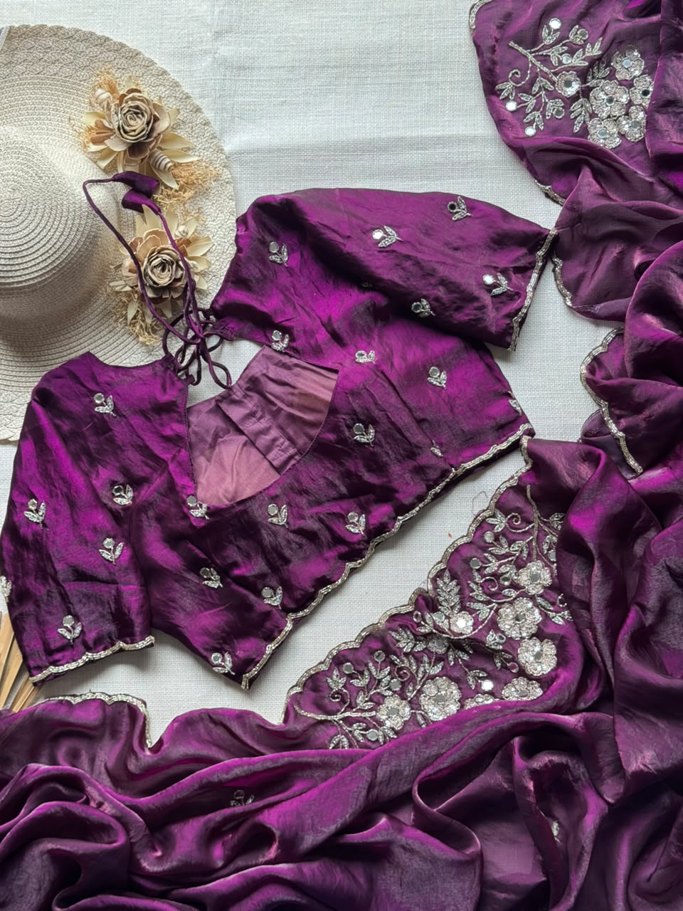 soft space silk designer with full aplic handwork saree