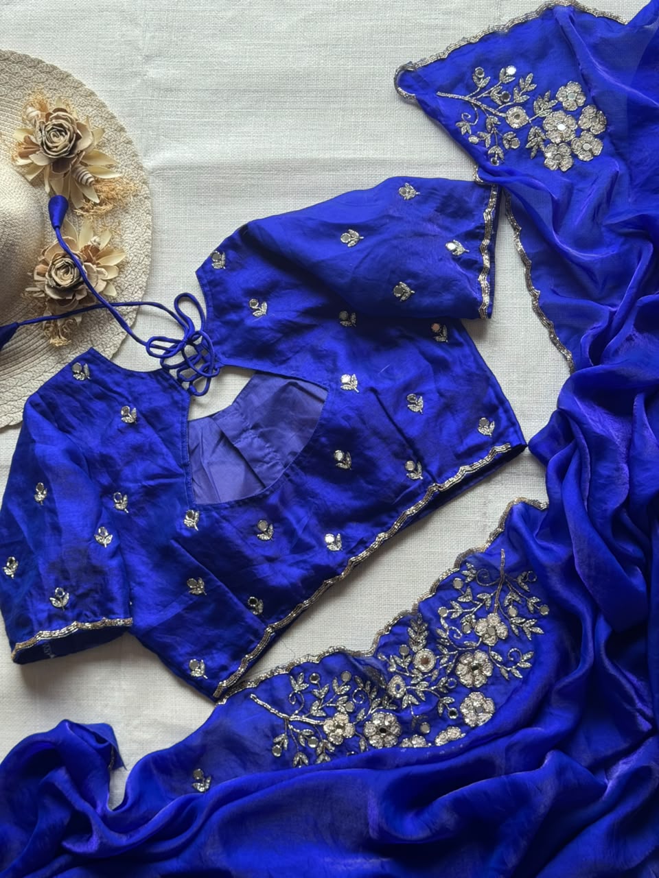 soft space silk designer with full aplic handwork saree