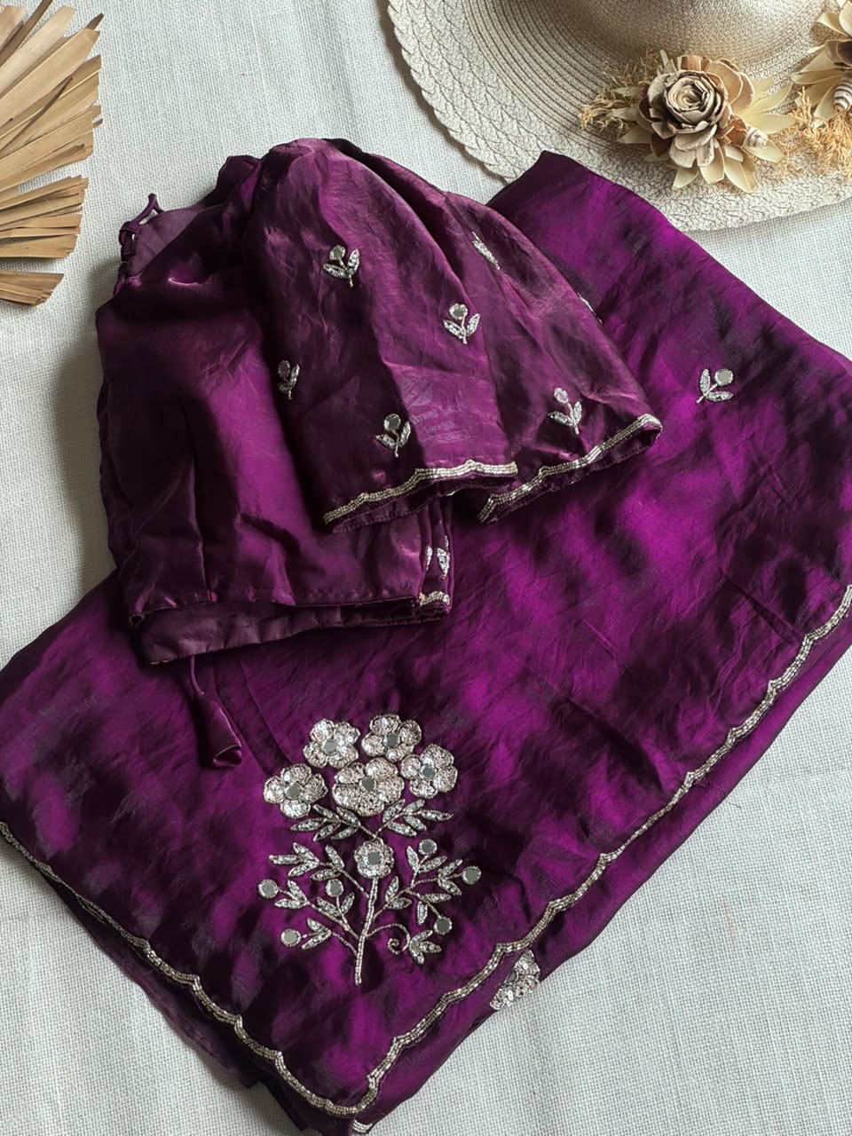soft space silk designer with full aplic handwork saree