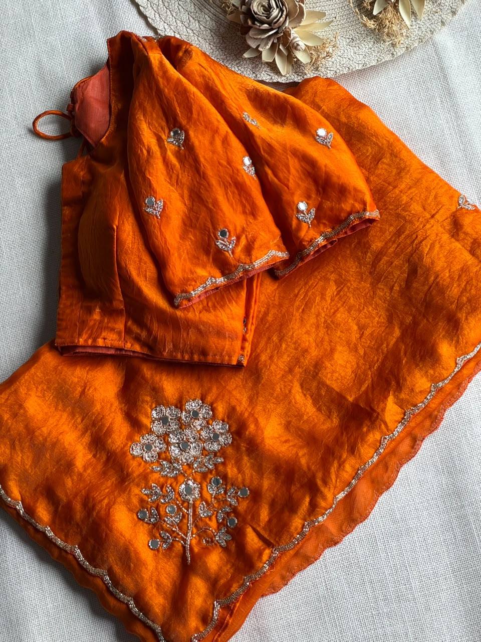 soft space silk designer with full aplic handwork saree