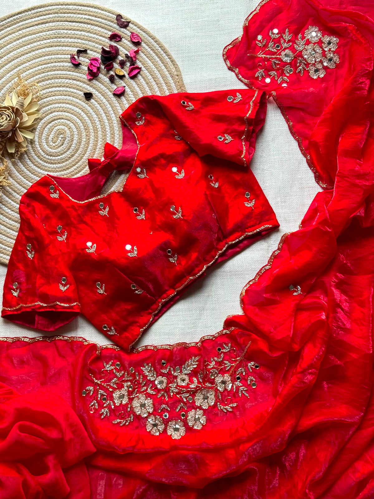 soft space silk designer with full aplic handwork saree