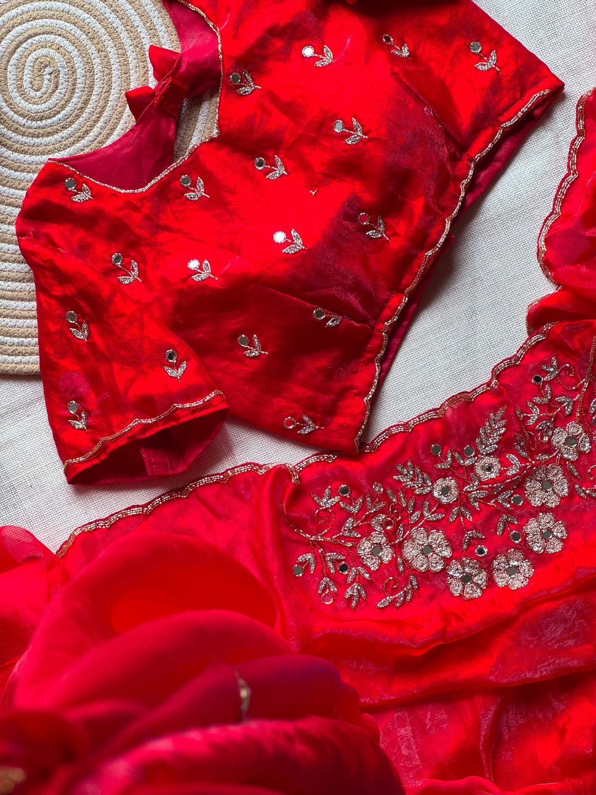 soft space silk designer with full aplic handwork saree