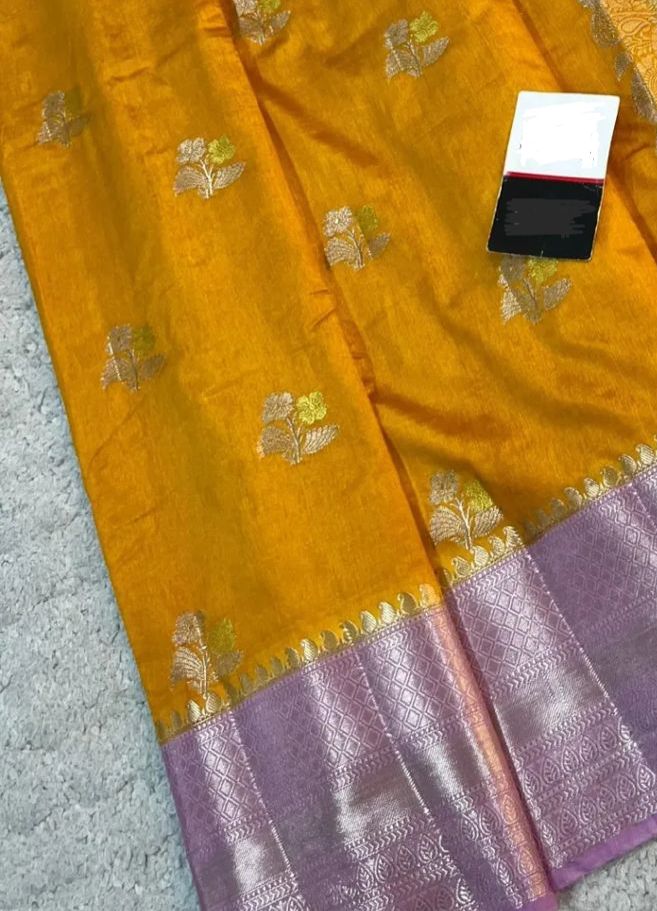 BANARASI SEMI KATAN SIK DYED SAREES*
