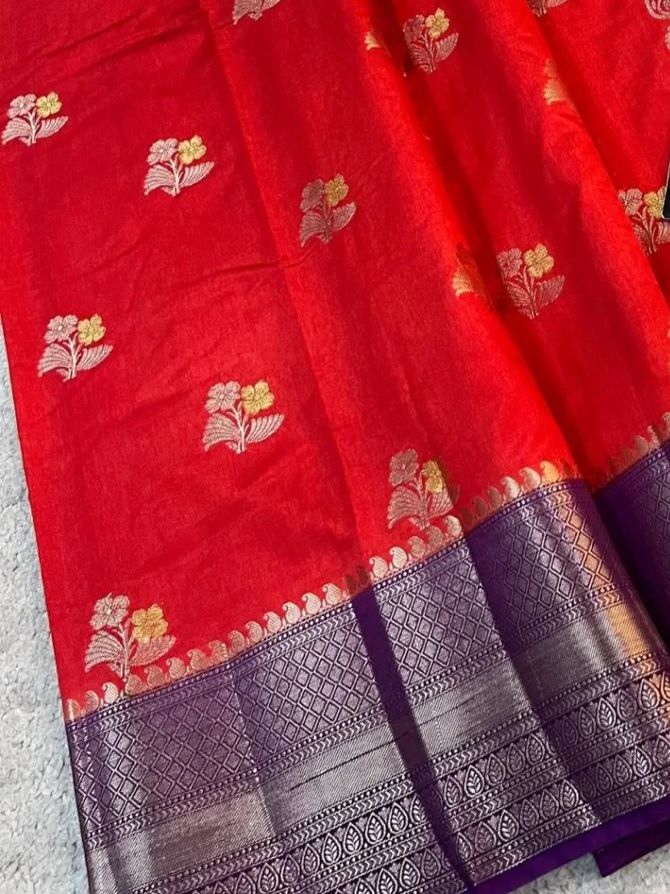 BANARASI SEMI KATAN SIK DYED SAREES*