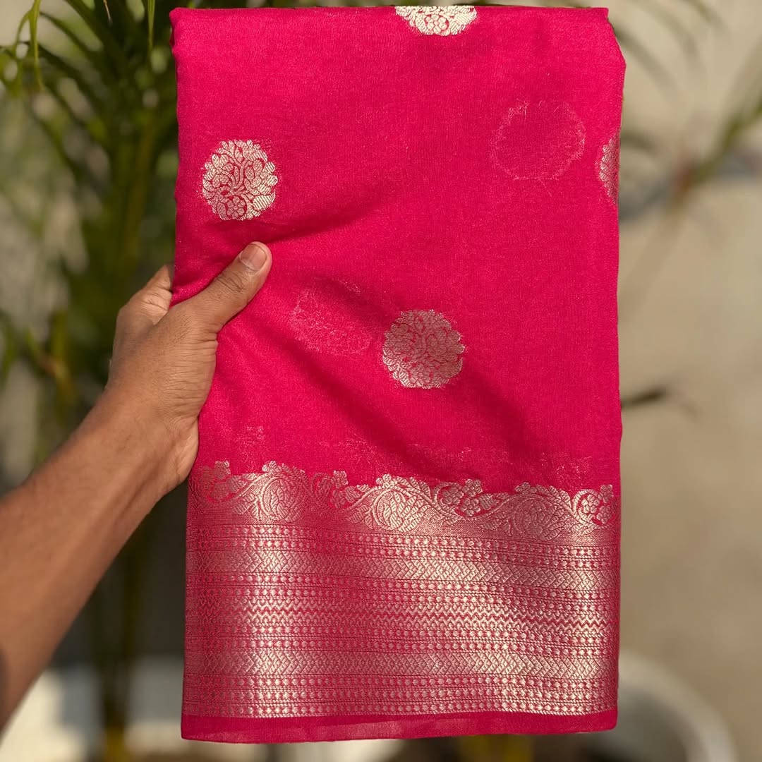 BANARASI SEMI KATAN SIK DYED SAREES*