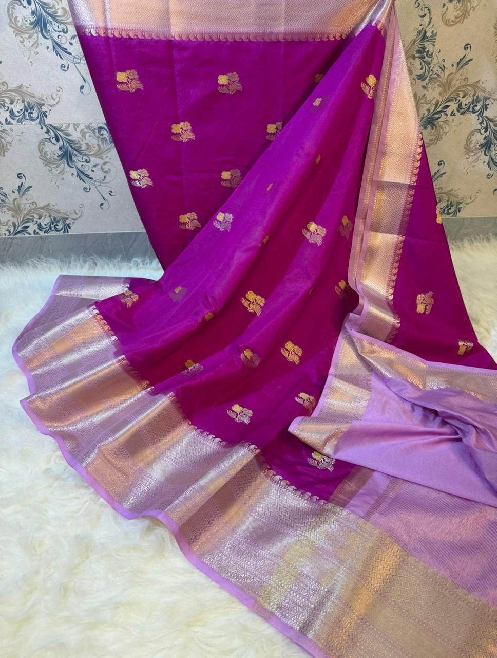 BANARASI SEMI KATAN SIK DYED SAREES*