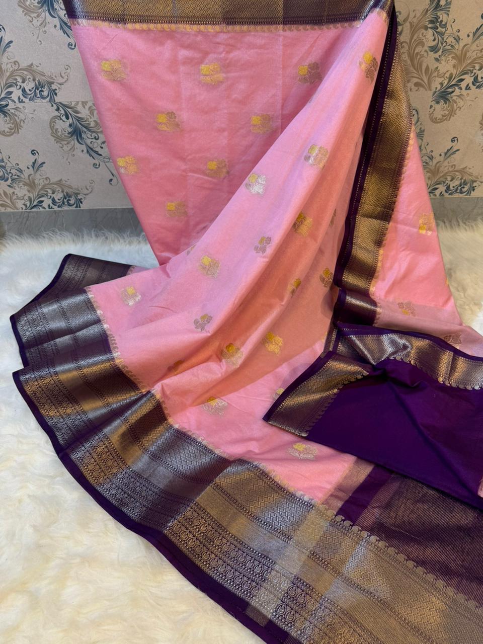 BANARASI SEMI KATAN SIK DYED SAREES*