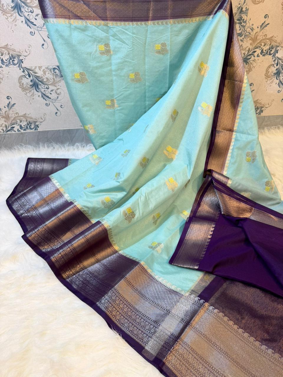 BANARASI SEMI KATAN SIK DYED SAREES*