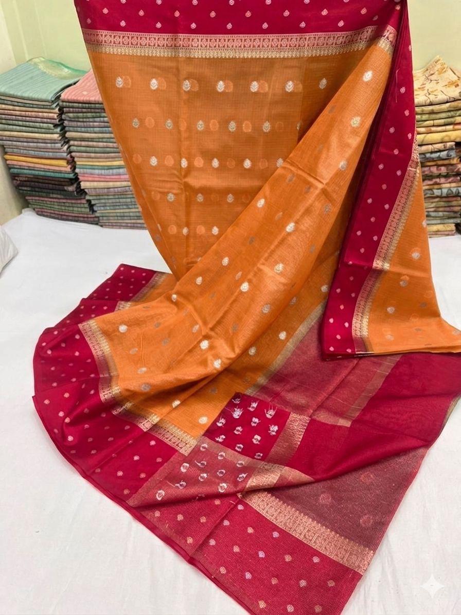 Warm silk dyed sarees
