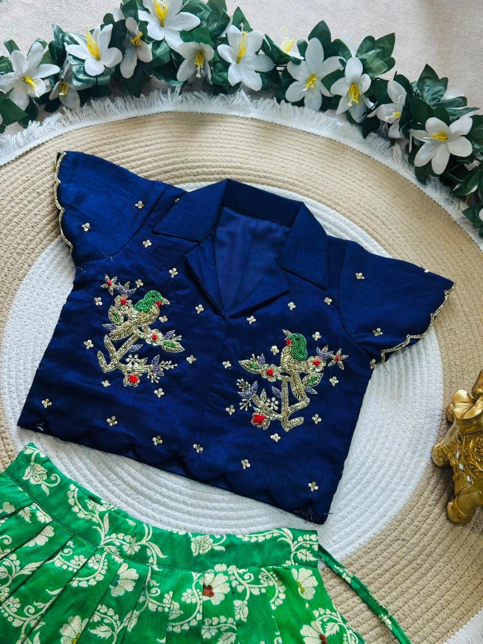 Parrot maggam lehenga