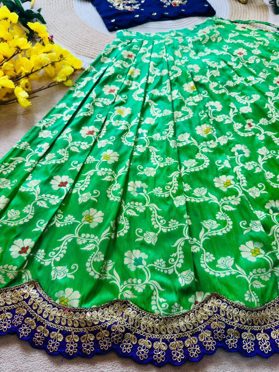 Parrot maggam lehenga