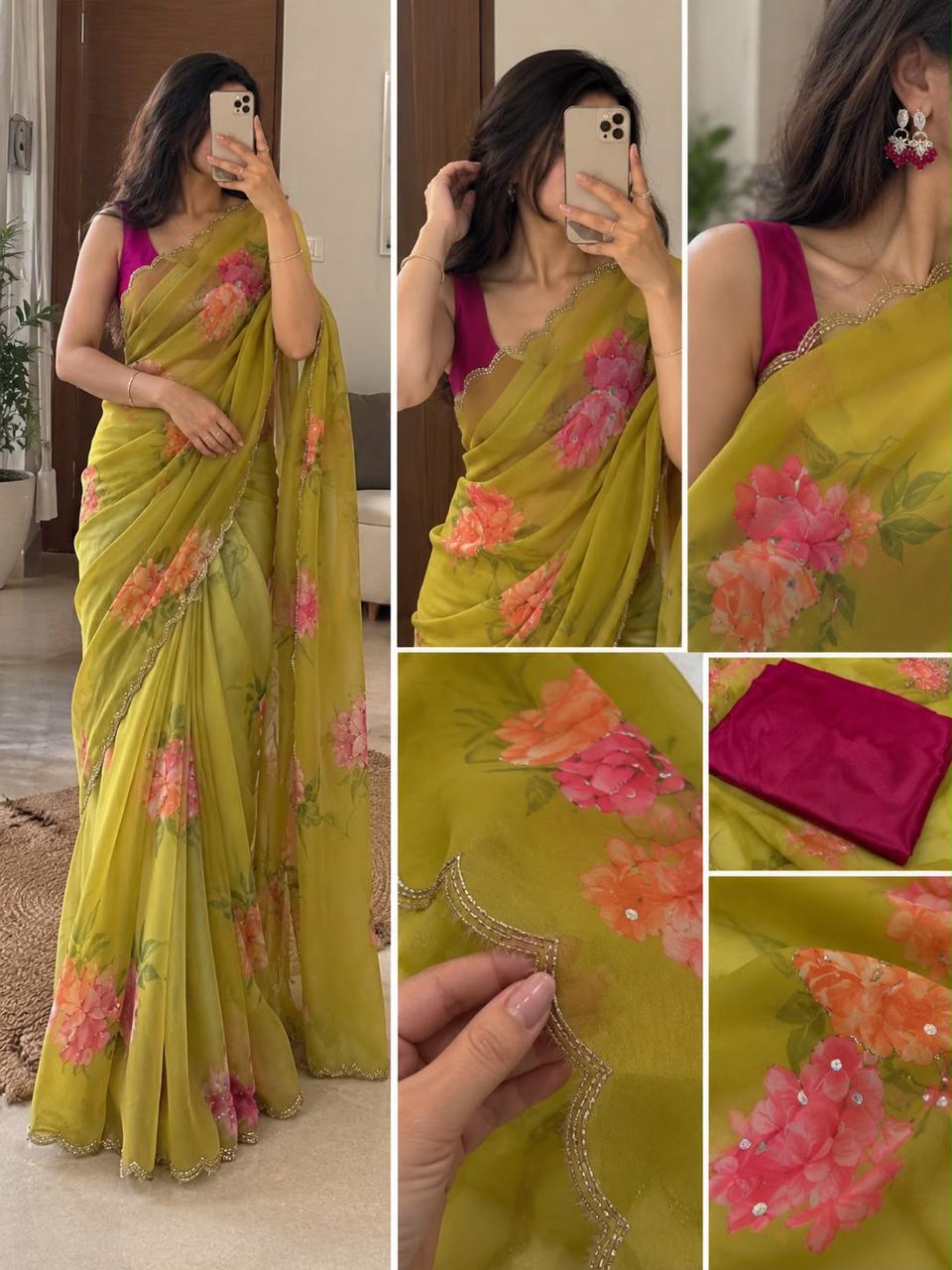 Georgette hand work sarees