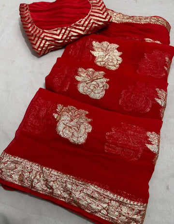 Georgette  zari weaving saree