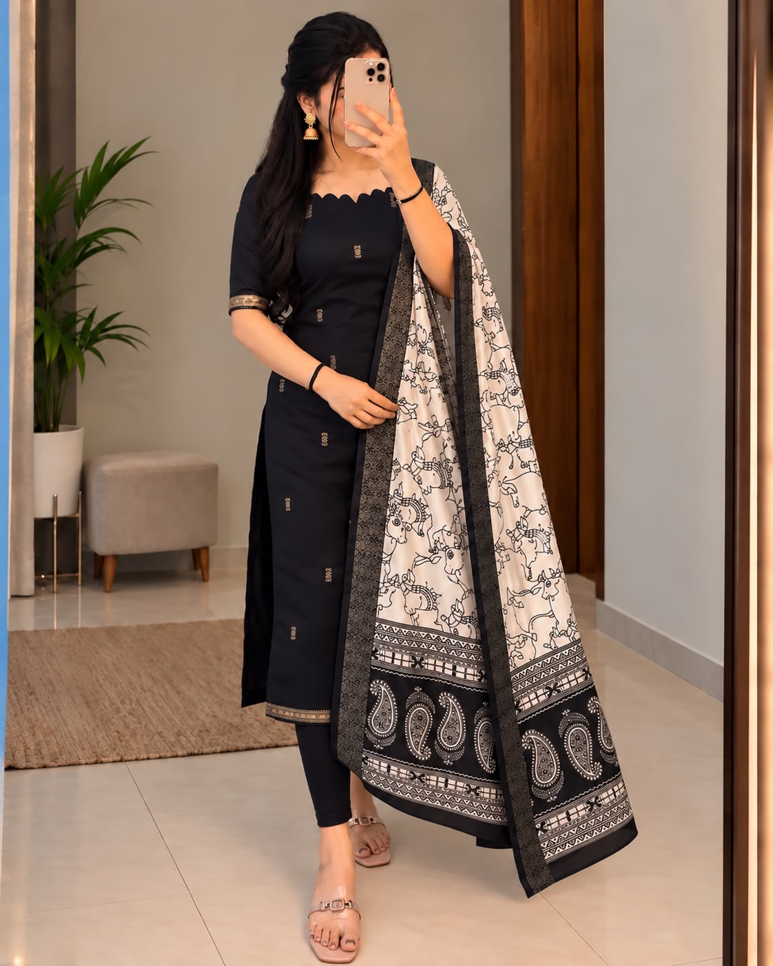 Premium Silk cotton dress with duppata
