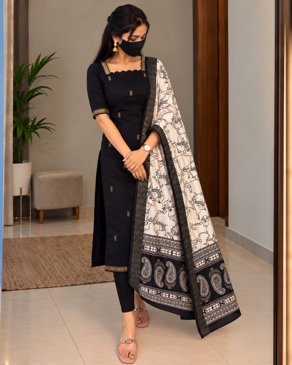 Premium Silk cotton dress with duppata