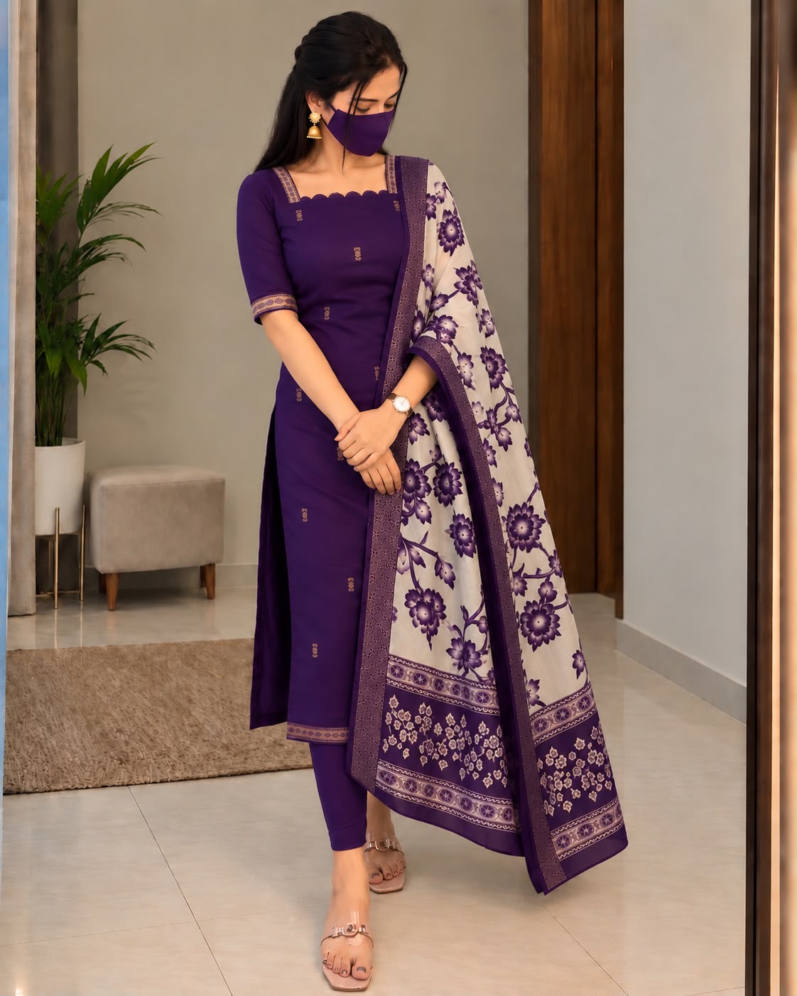 Premium Silk cotton dress with duppata