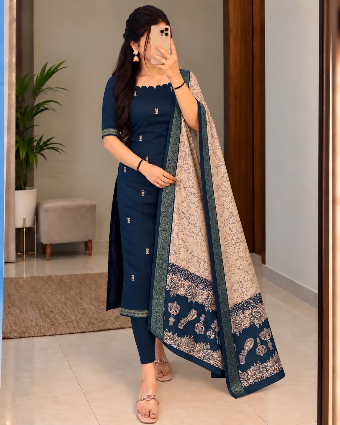 Premium Silk cotton dress with duppata