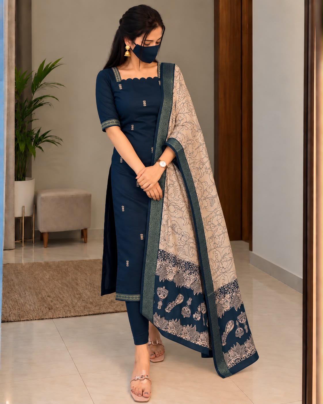Premium Silk cotton dress with duppata